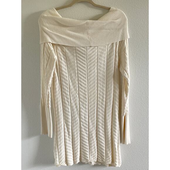 Chaus New York Cream Winter White Cowl Neck Sweater Dress - Picture 5 of 5